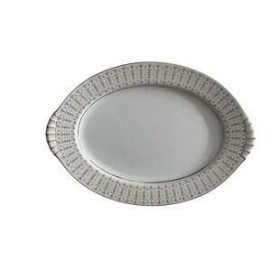 Kent China Tiara Serving‎ Platter Oval White Gold Rim Japan Excellent MCM 12in